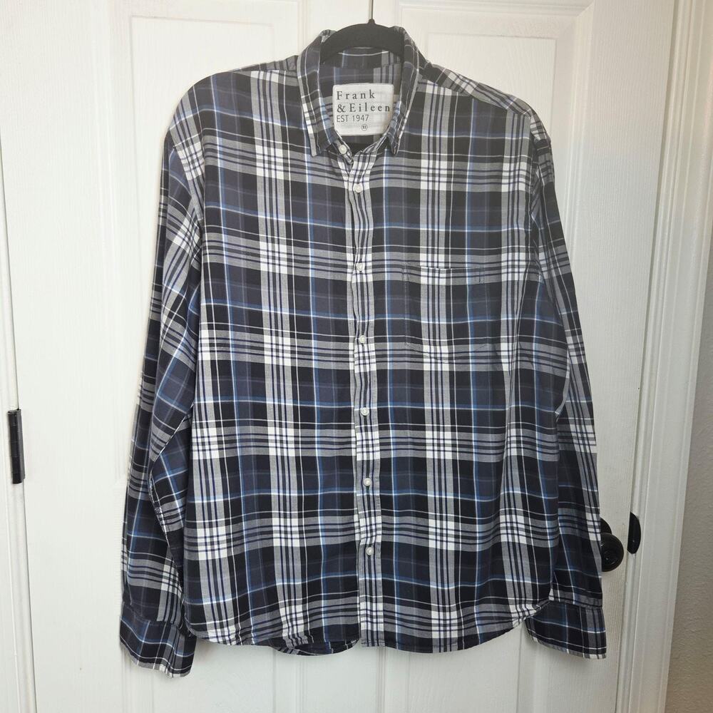 Frank & Eileen Shirt Mens XL Blue Plaid Luke Cotton Button Down Casual
